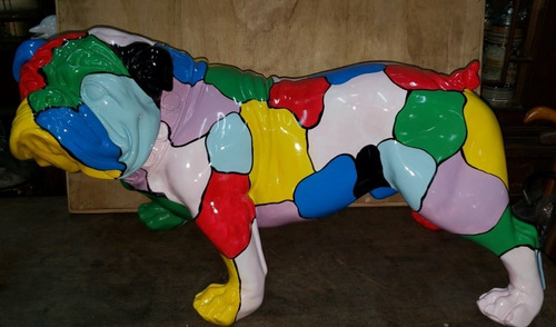 Estatua Diseño Figura Con Forma Perro Bull Dog Colores! 72cm