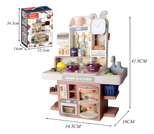 33pcs Cocinita De Juguete Con Luz Y Vapor, Cocina Infantil