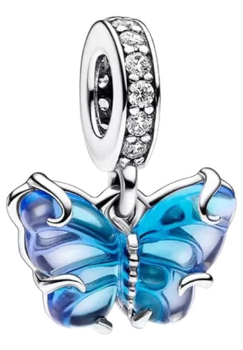 Dije O Charm Pandora Mariposa Cristal Murano Azul Original