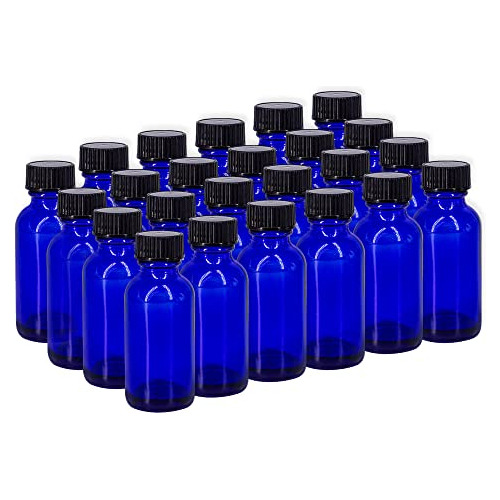 Botellas Redondas Boston De Vidrio Azul Cobalto De 1 Oz Con 