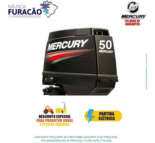 Imagem 4 de 7 de Motor De Popa Mercury 2 Tempos 50hp Eho 3 Cilindros
