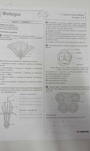 Kit 3 Cadernos Objetivo Ensino Médio 1a Serie Caderno 1eh Caderno 4hb E Caderno 3 Revisão Bimestral (Usado)