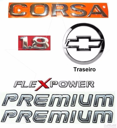 Emblemas Corsa Sedan 1.8 Flex + Premium + Mala - 2003 À 2007