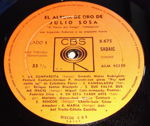 Julio Sosa El Álbum De Oro De Julio Sosa