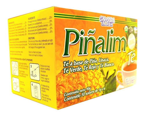 Imagen 3 de 5 de Piñalim Te Original 30 Sobres Original 3 Cajas