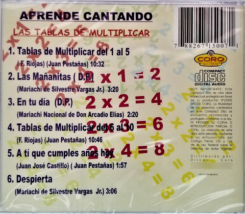 Juan Pestañas Aprende Cantando Tablas De M... Cd Nuevo (Usado)