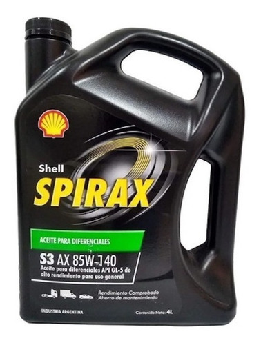 Aceite Shell Spirax S3 Ax 85w140 X 4 Litros