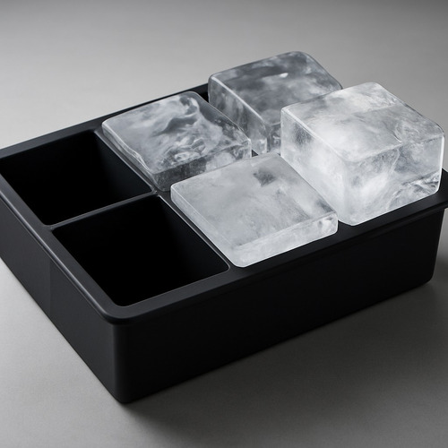 Forma De Silicone Gelo Cubo Grande 6 Cubos Drink Whisky Top Crevo Cor Preto
