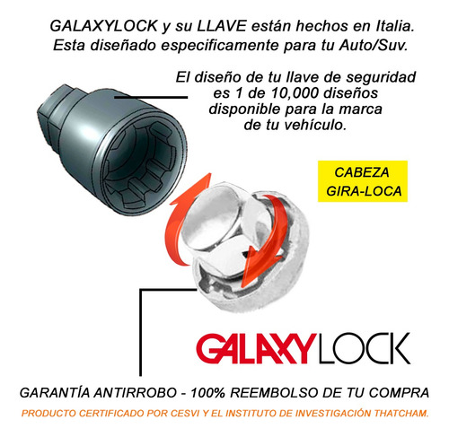 Set 4 Tuercas Seguridad Gm S10 Max Galaxylock
