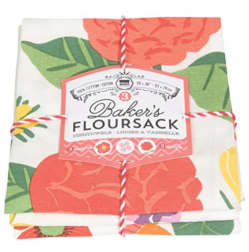 Ahora Designs Bakers Floursacks Conjunto De Tres Flores Del 