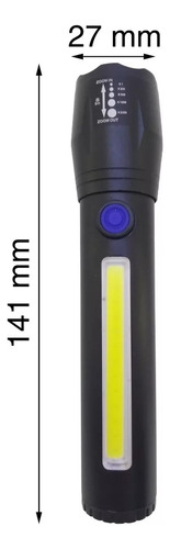 Linterna Led Táctil Recargable Usb, Zoom Y Cob