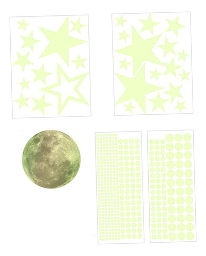 5 Pegatinas De Estrellas Y Con Puntos Que Brillan En La