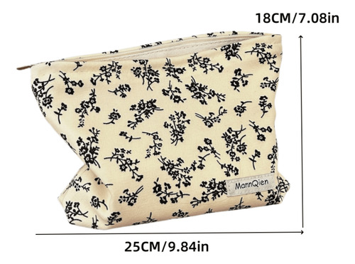 Bolsa De Maquillaje De Flores Secas De Pana Para Mujer, Bols