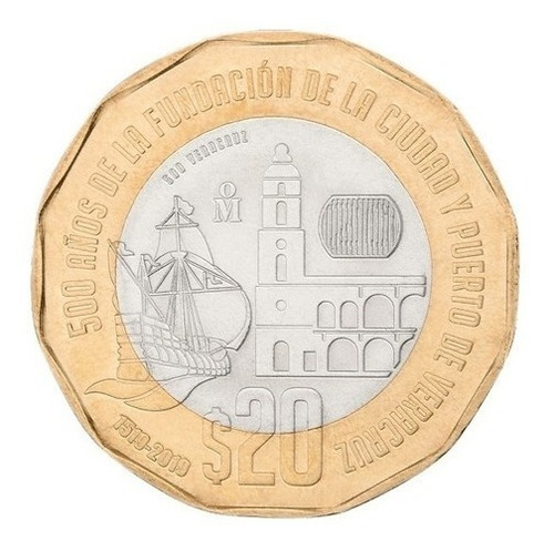 Moneda De 20 Pesos Conmemorativa 500 Años (veracruz) 