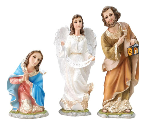 Misterio San Jose + Virgen Maria + Angel De Resina 40 Cm 
