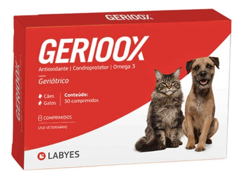 Suplemento en comprimidos Labyes Línea Senior Gerioox con omega 3 para perro/gato todas las edades todos los tamaños en blíster de 30 unidades