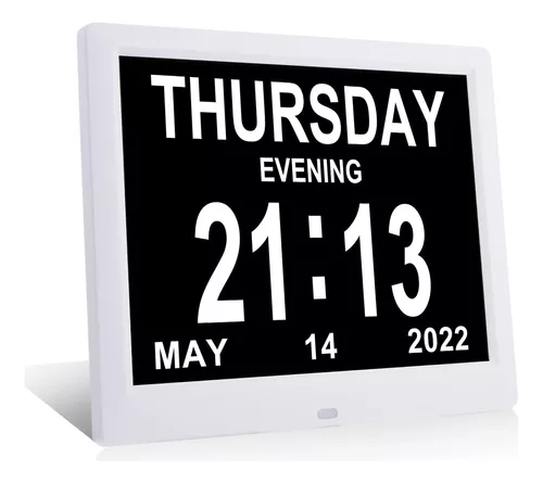 AINFTIME Reloj con día y fecha para ancianos, 3 colores, calendario  digital, despertador, demencia, Alzheimer, con pantalla extragrande (7  pulgadas