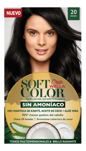 Kit Tinte Wella Professionals  Soft color Tinte de cabello tono 20 negro para cabello