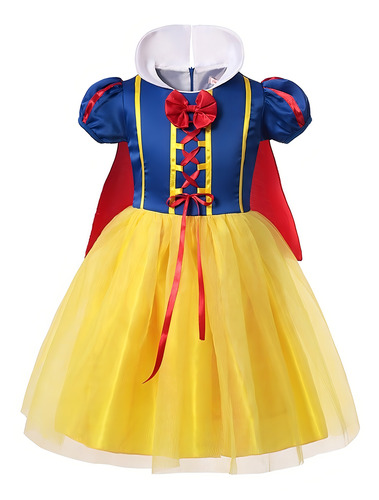 Vestido Fantasia Infantil Branca De Neve Com Tiara