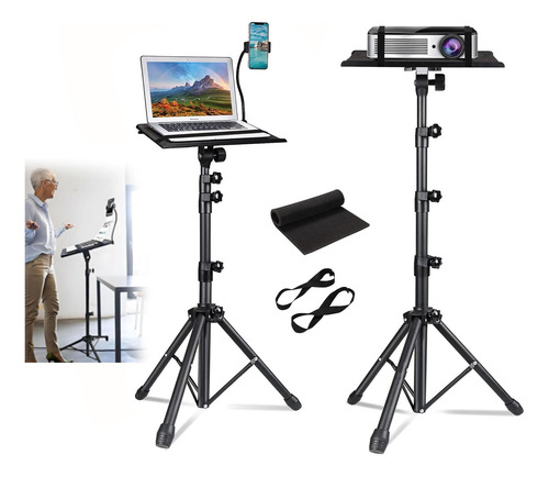 Atril Trípode Notebook Altura Ajustable Con Soporte Celular