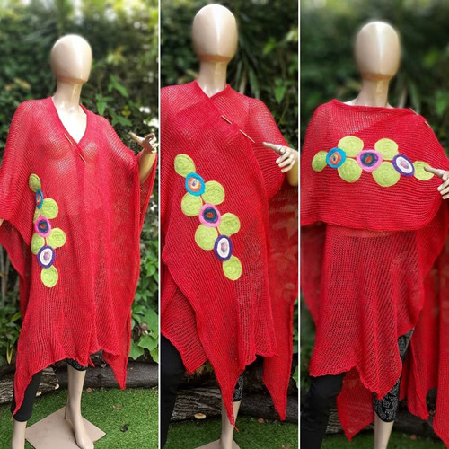 Ruana Poncho Chal Bufanda Bordado Fieltro Hasta Xxxl