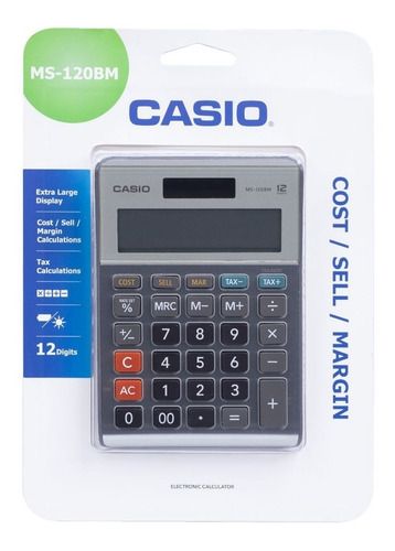 Imagen 4 de 6 de Calculadora De Escritorio Casio Ms-120bm, Solar Y Pila, 12 D