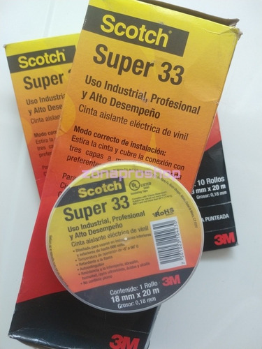 Cinta Scotch Súper 33 Kit 10 Piezas El Mejor Precio Original Negro
