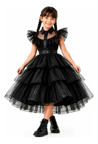 Fantasia Vandinha Addams Infantil Festa Halloween Menina