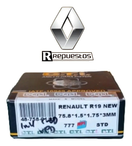 Juego De Anilllos Para Renault R-19 Estándar Marca Cti