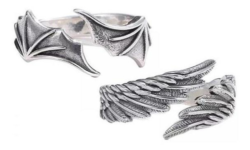 2 Angel Wing Parejas Anillos Mujeres Punk Amor Amistad