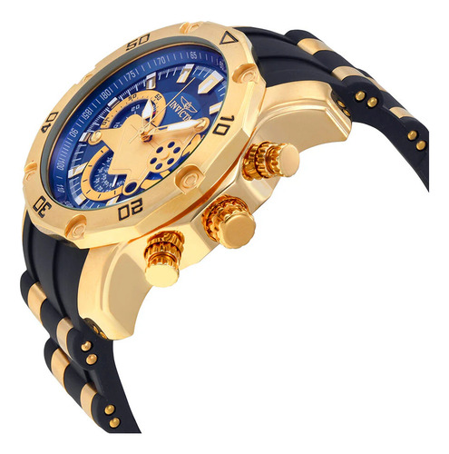 Exclusivo Reloj Invicta Pro Diver 23426 Hombre Tiempo Exacto Negro Dorado Azul (Reacondicionado)