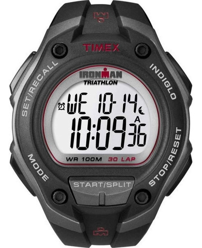 Relógio Timex Ironman Triathlon Masculino Digital T5k417 Cor da correia Prata Cor do bisel Preto Cor do fundo Positivo