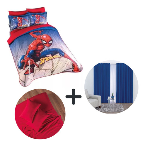 Edredón Neo Spider-man Ind C/ Sábanas Y Cortinas Concord