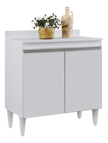 Balcão Gabinete 80cm 2 Portas Hawai Branco - Lumil Móveis