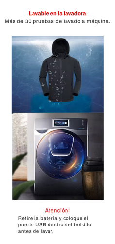 Campera Calefaccionada 4 Zonas Usb Impermeable Con Capucha