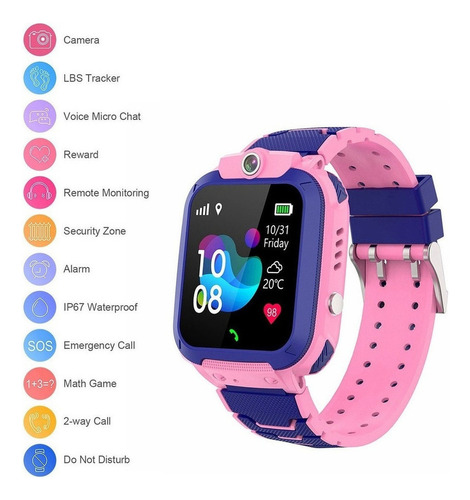 Reloj Inteligente Rosa Con Localizador Lbs Y Llamada Sos Par