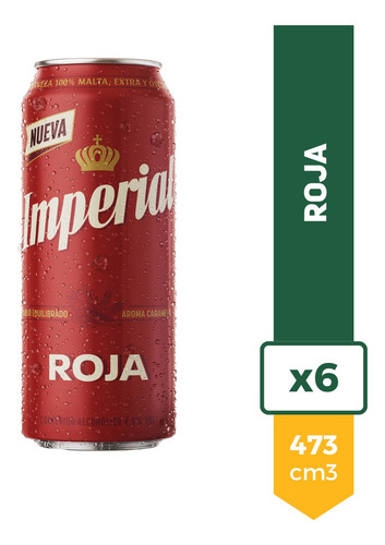 Cerveza Imperial Roja Lata 473ml - Pack X6