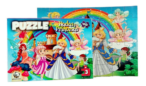 Rompecabezas Puzzle De 48 Piezas Hadas Y Princesas Cartón