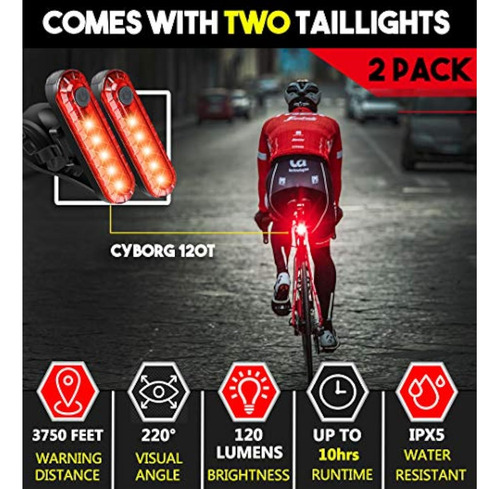 Luces Led Para Bicicleta Traseras Recargables Impermeables