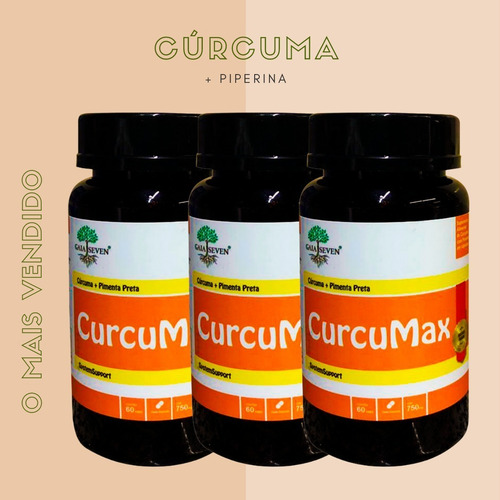 Imagem 2 de 5 de Kit Com 3 Curcumax - Cúrcuma+piperina - 750mg 60 Cápsulas
