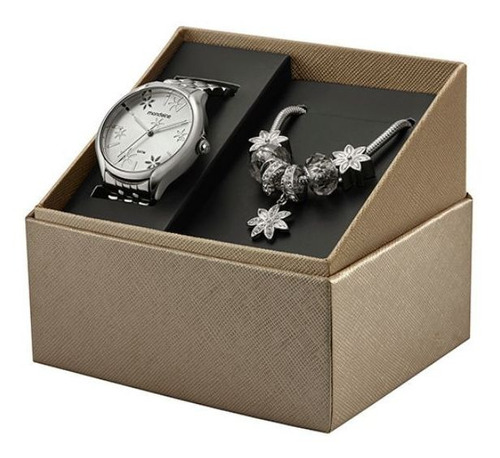 Kit Relógio Mondaine Glitter Prata Feminino 32341l0mvne3k1