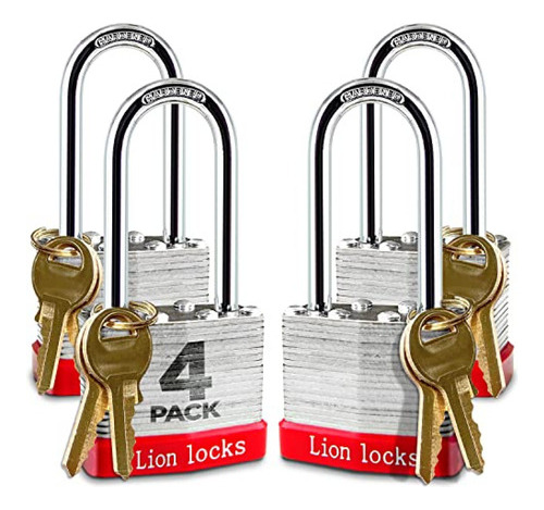Lion Locks Candados De 4 Llaves Iguales Con Grillete De 2  D