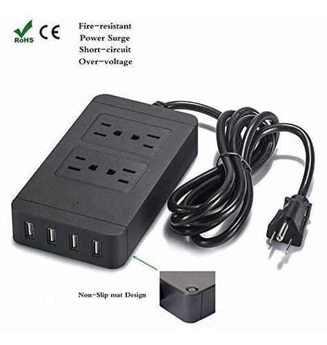 Regleta Enchufe De Energía Usb Multifuncional Portable Con