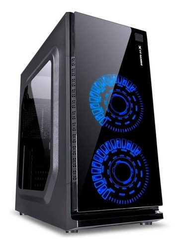 Gabinete Gamer Vinik Vx Gaming Crater Com 2x Fan 120mm Azul Cor Preto