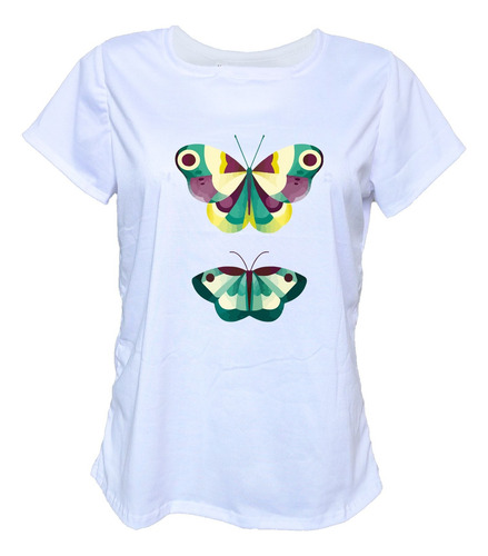 Blusa Playera Casual Mariposas Verde Abstractas