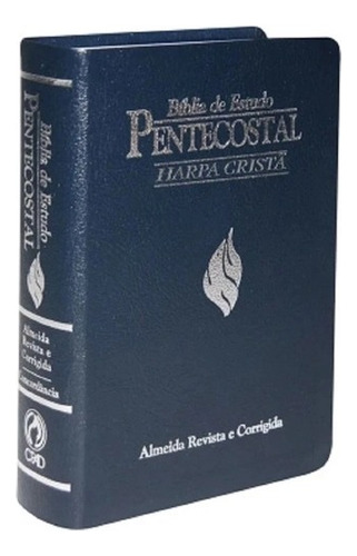 Bíblia De Estudo Pentecostal Com Harpa Média Luxo Cpad Azul