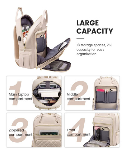 Mochila Para Computadora Portátil Para Mujer, 15.6 Pulgadas,
