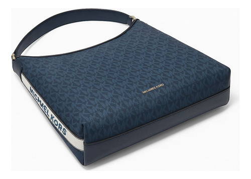 Bolsa Dama Tote Bag Large Michael Kors Monograma Original Azul Marino Estampado Monograma Oro Azul Marino