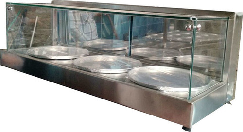 Estufa Para Pizza Vidro Reto Com 3 Porta Pizzas Banho Maria