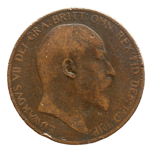 Reino Unido: Moneda De Bronce De 1 Farthing, Año 1905 (Usado)